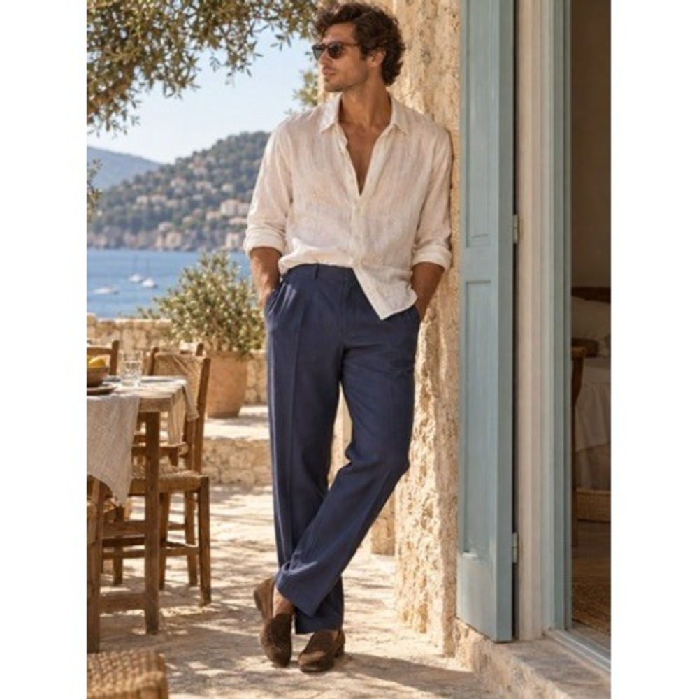 Theory Zaine Navy Blue Micro Check Wool Blend Slim Fit Dress Pants Mens 34